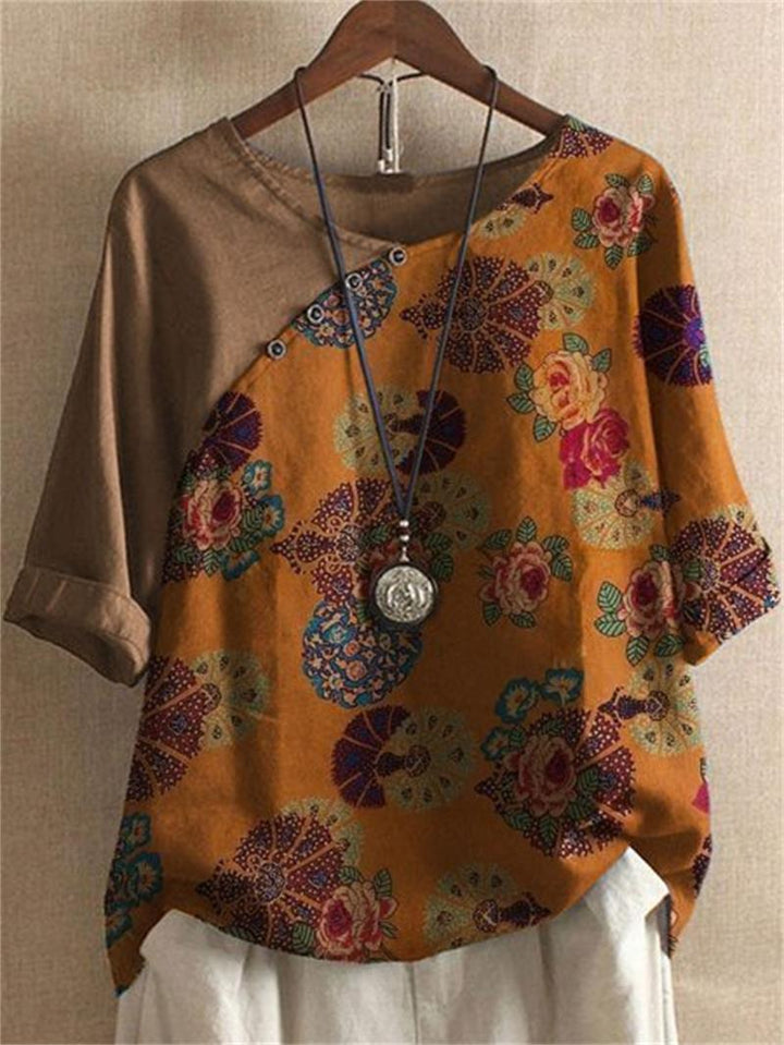 Lyric | Short Sleeve Button Down Floral Blouse