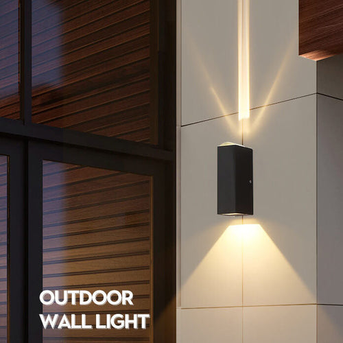 Azura | Modern Waterproof LED Outdoor Wall Light | Rectangular Up/Down Aluminum Fixture