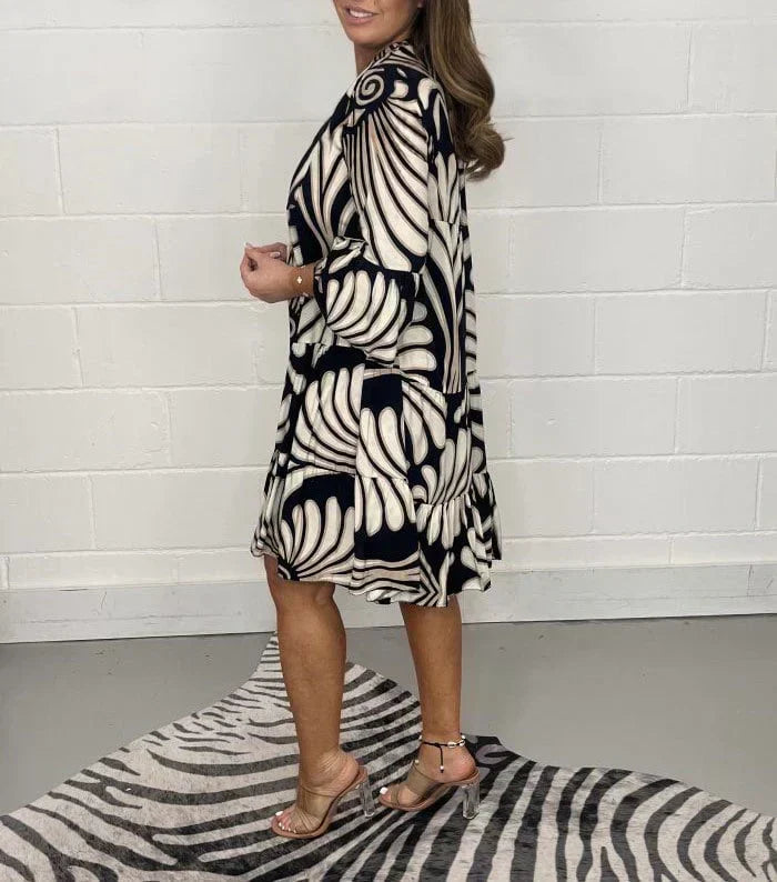 Fenella - Printed V Neck Midi Dress