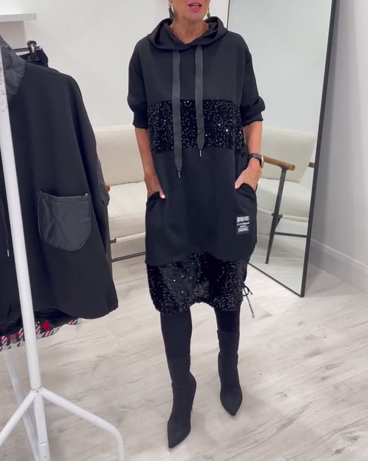 Mansherry - Trendy Patchwork Hooded Dress