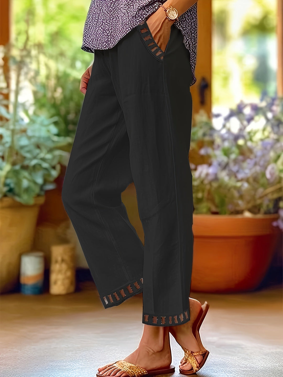 Wren – Relaxed Contrast Trim Cropped Pants
