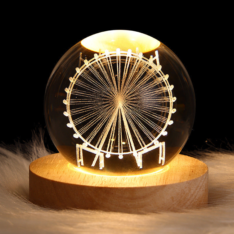BowLift | LED Night Light Galaxy Crystal Ball Table Lamp 3D Planet Moon Lamp Bedroom Home Decor For Kids Party Children's Birthday Gifts