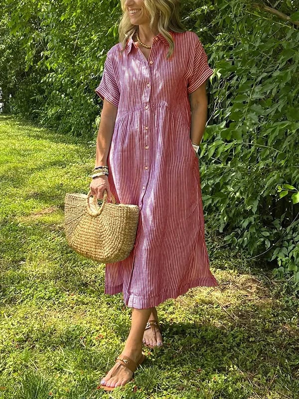 CLAIRE – EFFORTLESS STRIPED SHIRT DRESS