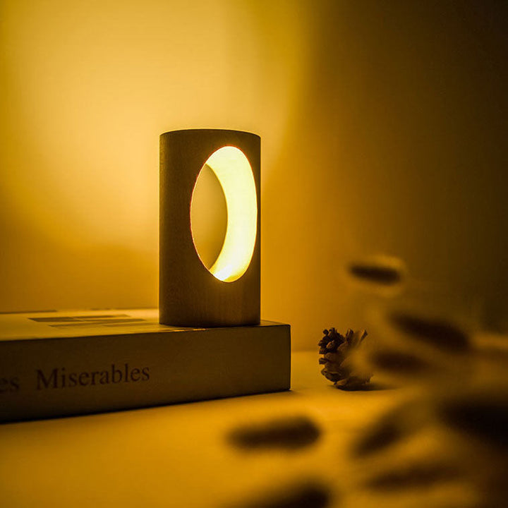 BowLift | Japanese solid wood rectangular column LED night lamp USB table lamp