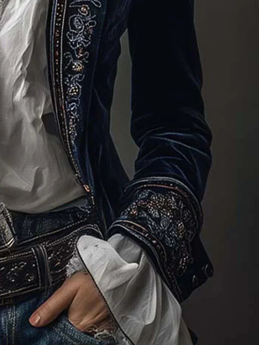 Lavinia™ | Elegant Velvet Jacket with Refined Embroidery