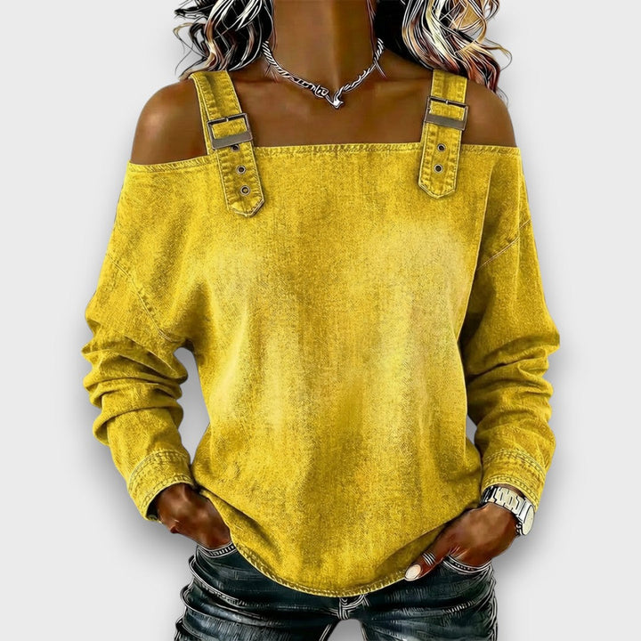 Elama – Off-Shoulder Denim Top