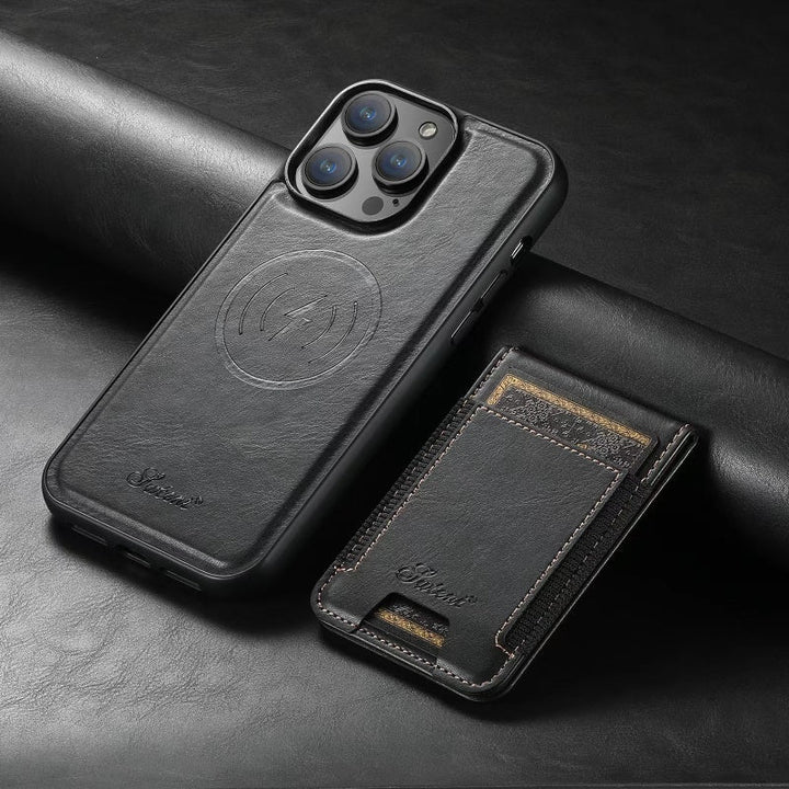 LuxCase Leather Phone Case with Card Slot and Stand – Compatible with iPhone | Azura