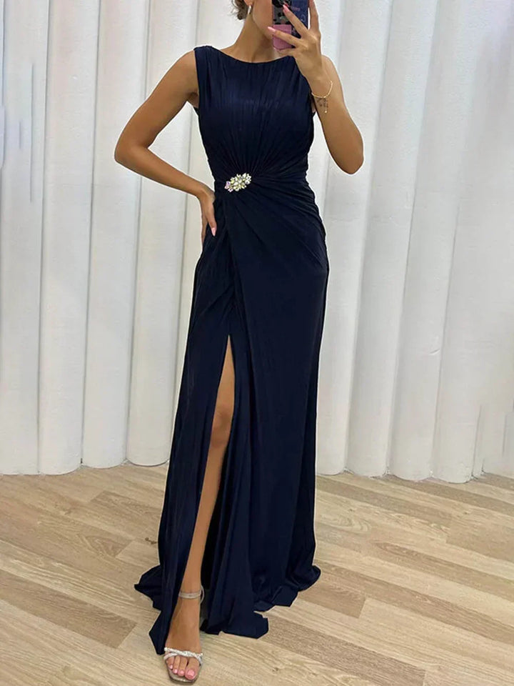 Davine Pleated Maxi Evening Dress