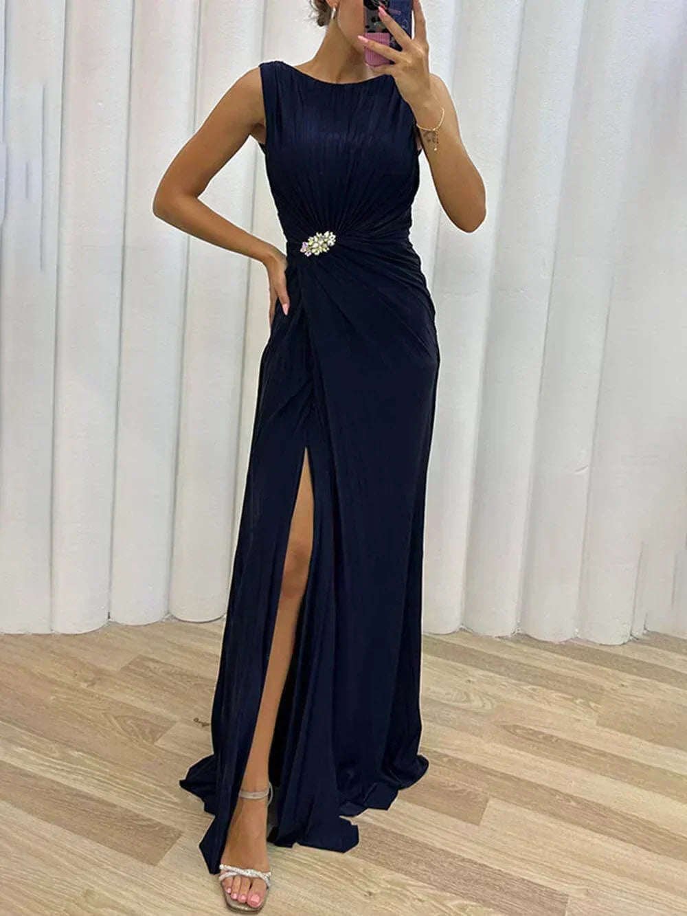 Davina - Pleated Maxi Evening Dress