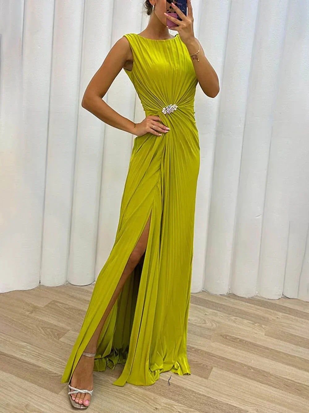 Davina - Pleated Maxi Evening Dress