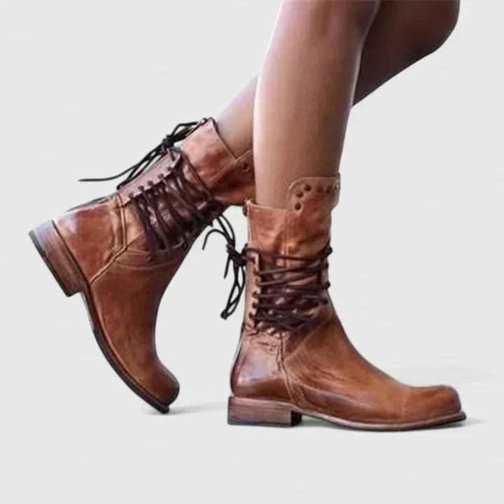 LARA – EDGY LACE-UP MID-CALF BOOTS
