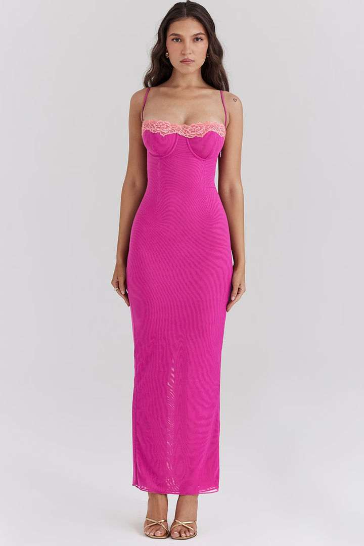 Fay | Lace Slit Maxi Dress