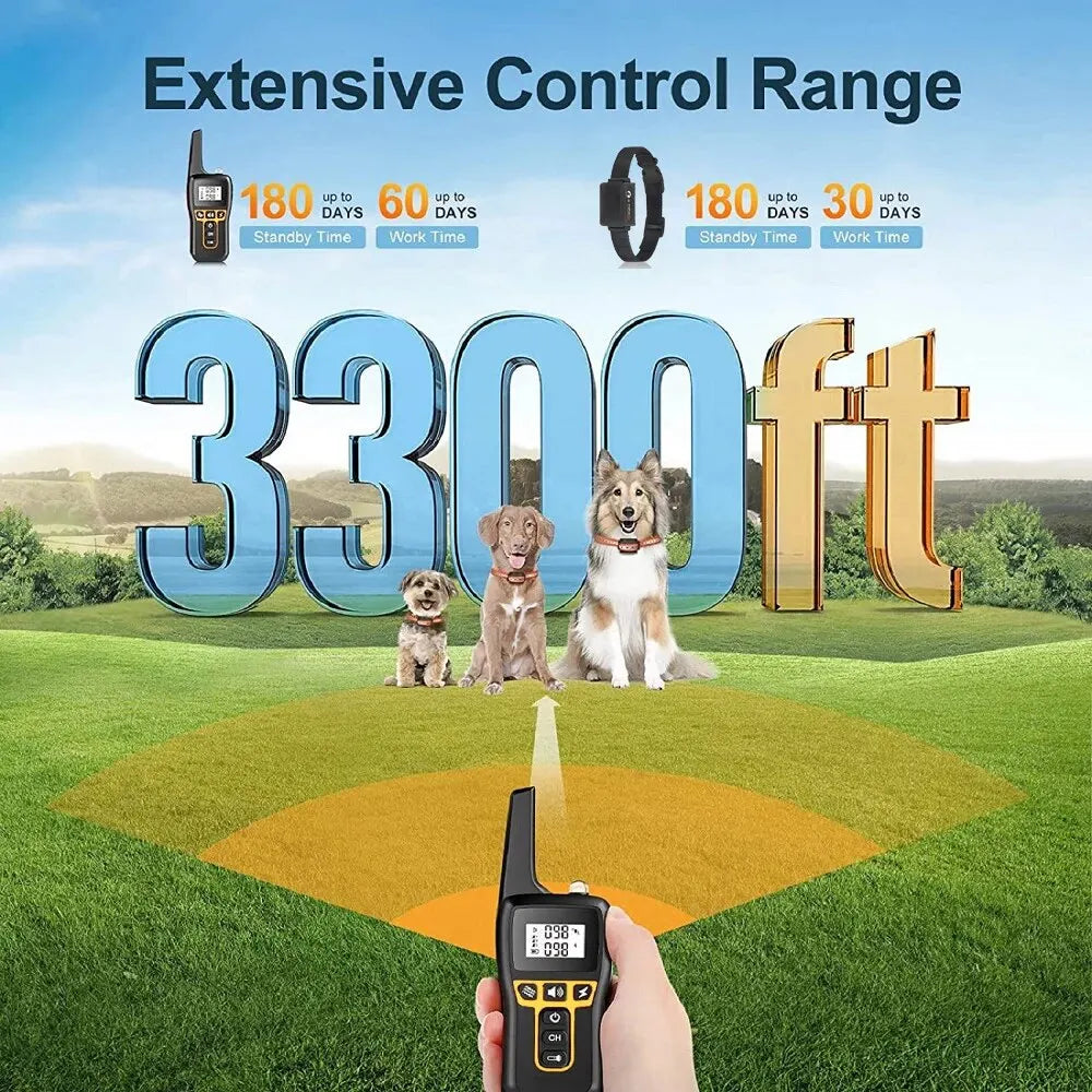Azura | 1000m Dog Training Collar – Waterproof, Rechargeable with Remote Control for Small, Medium & Large Dogs