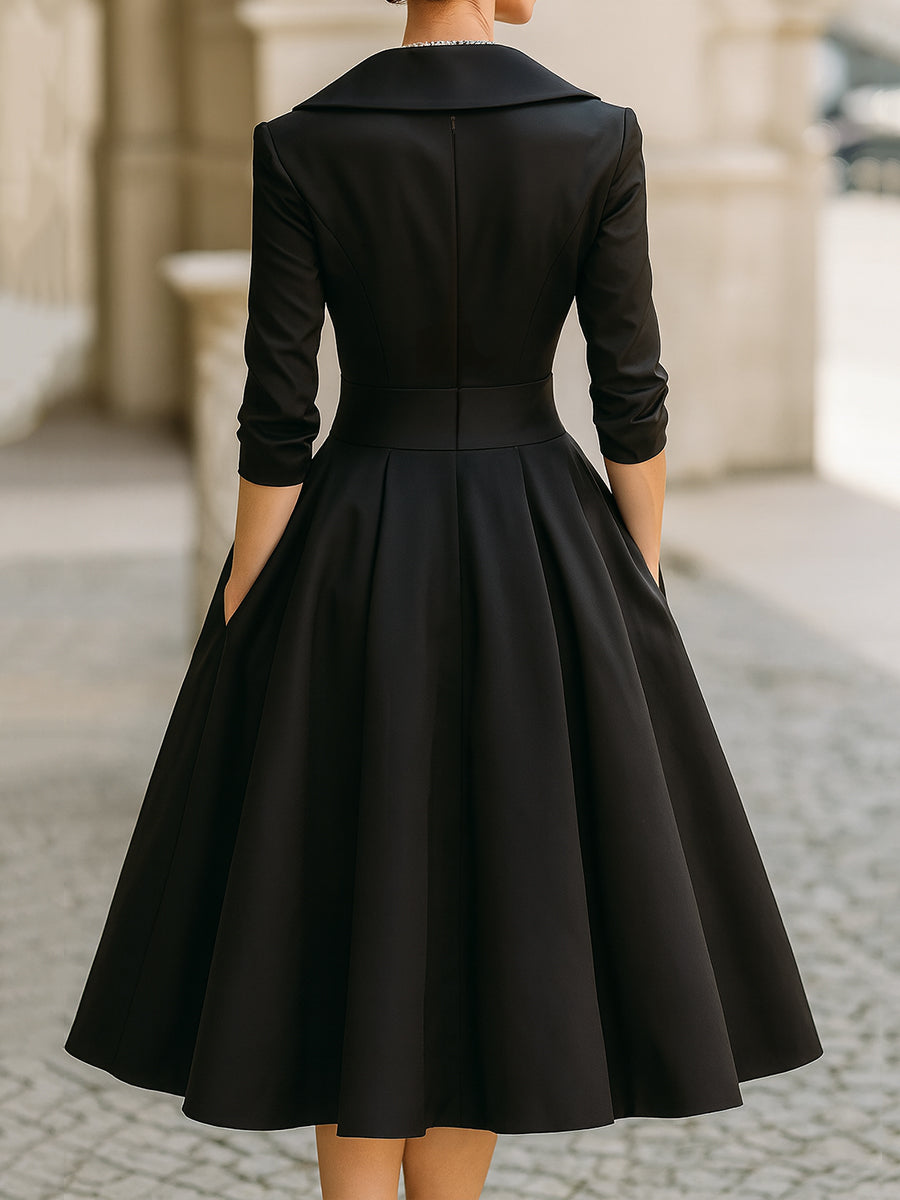 VERENA – ELEGANT BLACK VINTAGE SWING DRESS