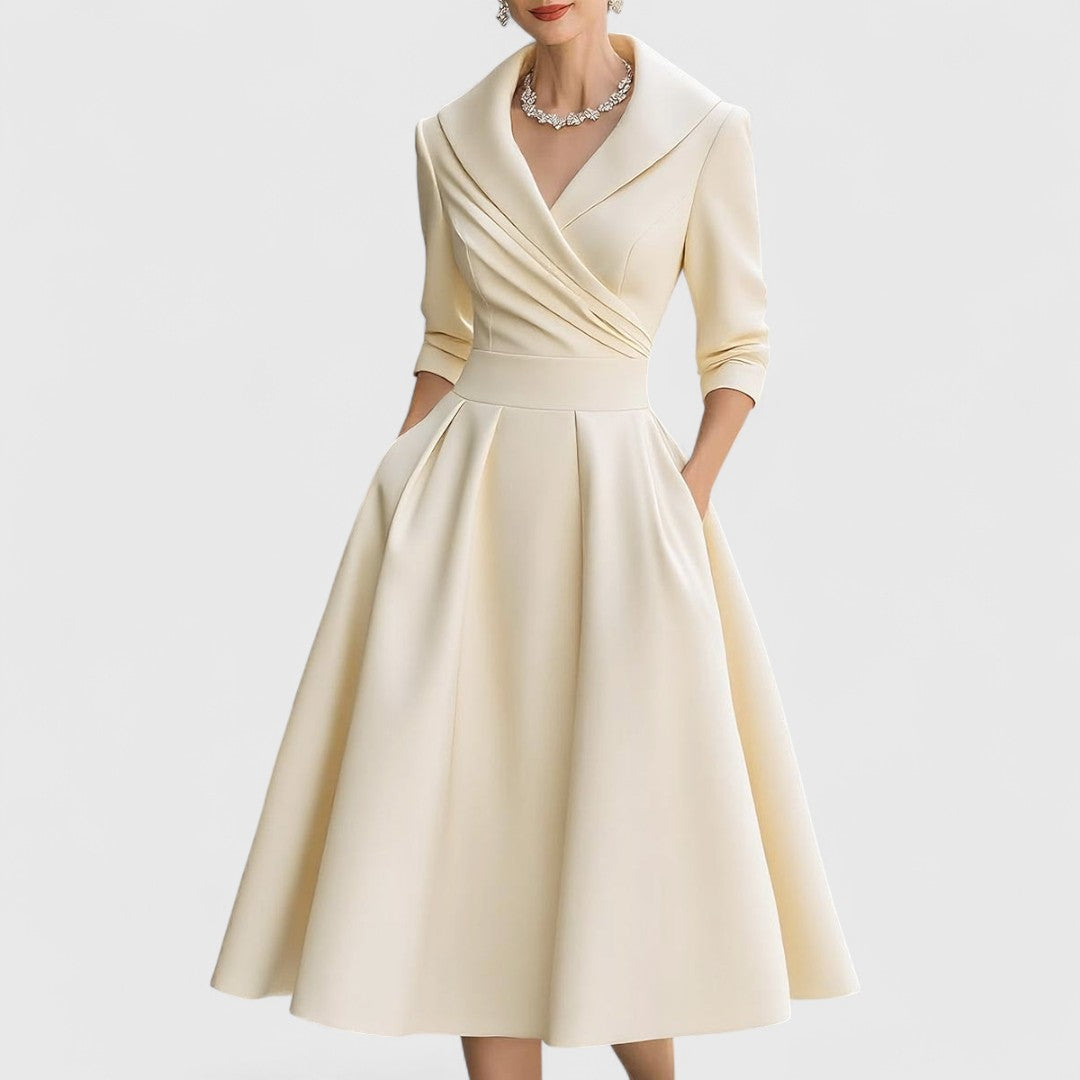 CHARLOTTE – ELEGANT V-NECK A-LINE MID-LENGTH DRESS