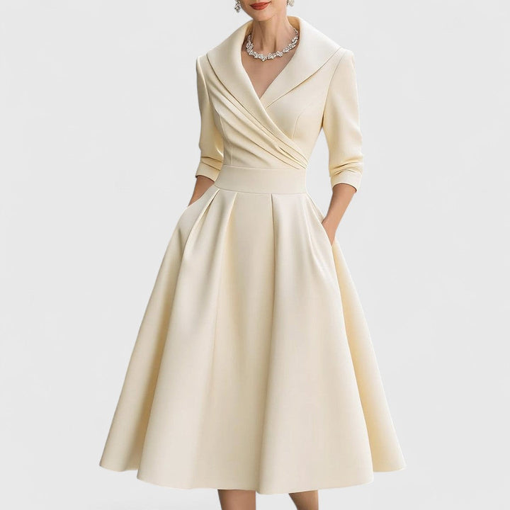 CHARLOTTE – ELEGANT V-NECK A-LINE MID-LENGTH DRESS