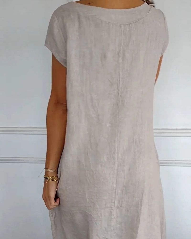 Juniper - Trendy Cotton Linen Dress with Pockets