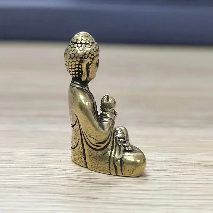 BowLift | 10 piece Miniature Brass Sitting Buddha Statue Figure for Travel Buddhism Worship Home Office Desk Decoration