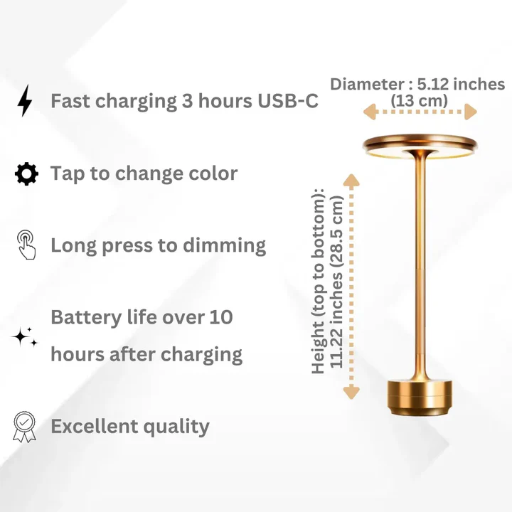 BowLift | Wireless Table Lamp - Dimmable & Rechargeable Waterproof Desk Light
