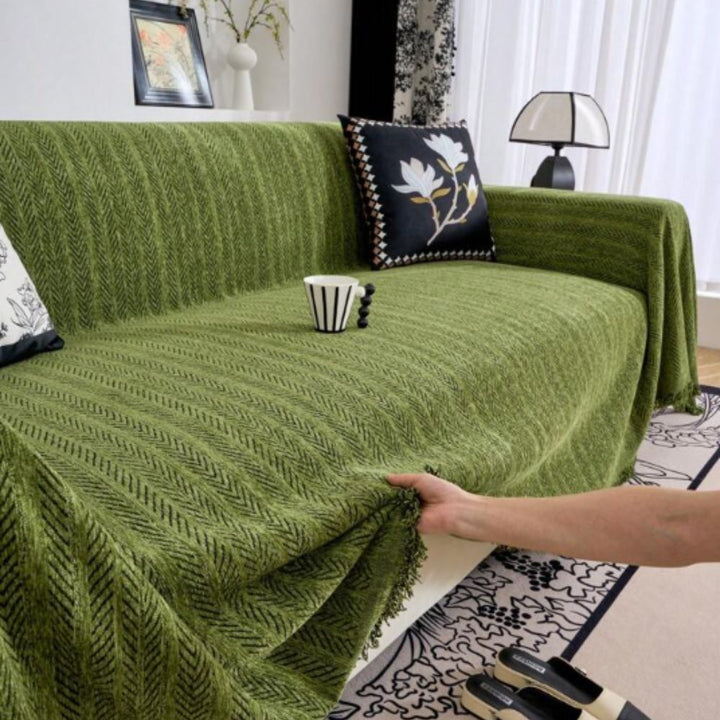 BowLift | Herringbone Chenille Tassels Sofa Cover