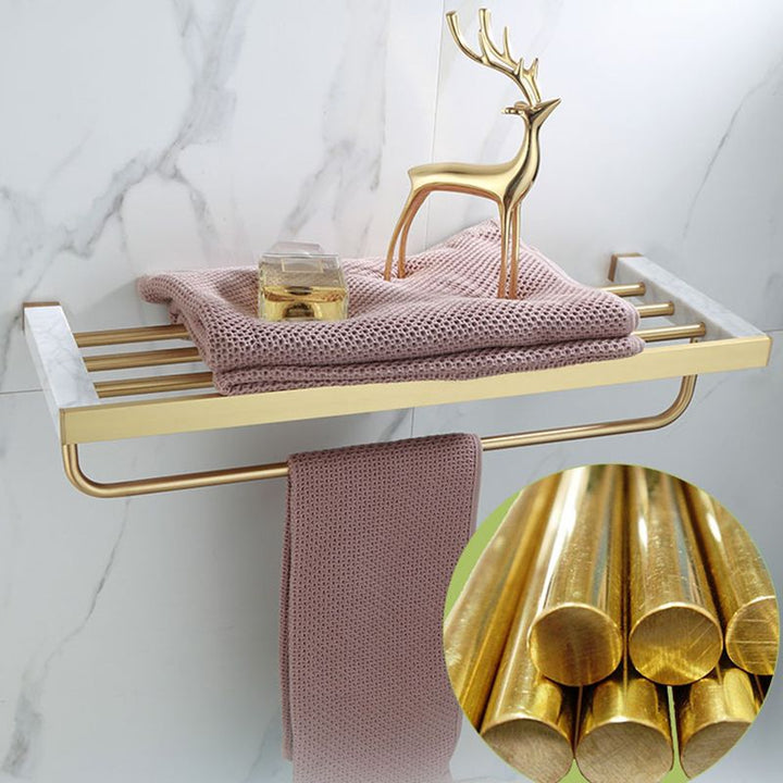 Azura | Polished Brass Bathroom Accessory Set Marble Bathroom Hardware