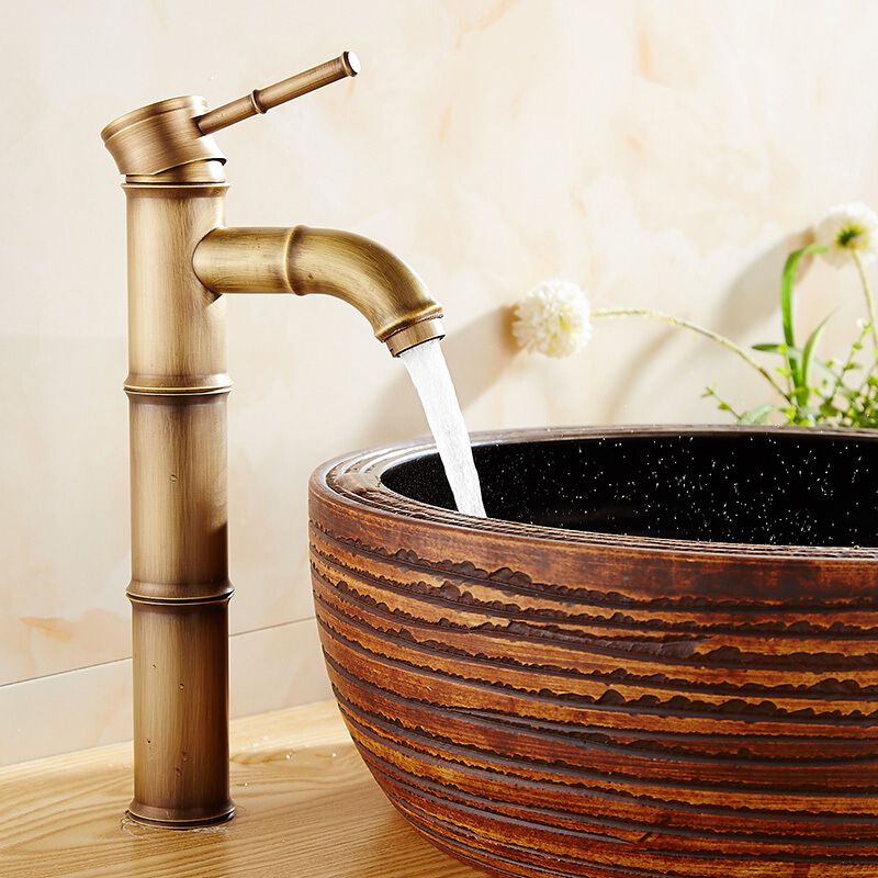 Azura | Farmhouse Brass Bathroom Faucet With Lever Handle Single Hole Sink Faucet