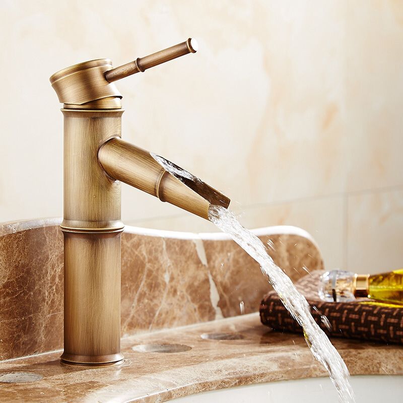 Azura | Farmhouse Brass Bathroom Faucet With Lever Handle Single Hole Sink Faucet