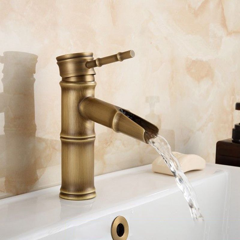 Azura | Farmhouse Brass Bathroom Faucet With Lever Handle Single Hole Sink Faucet