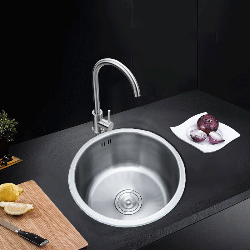 Azura | Round Stainless Steel Sink Built-in Sink with Basket Strainer