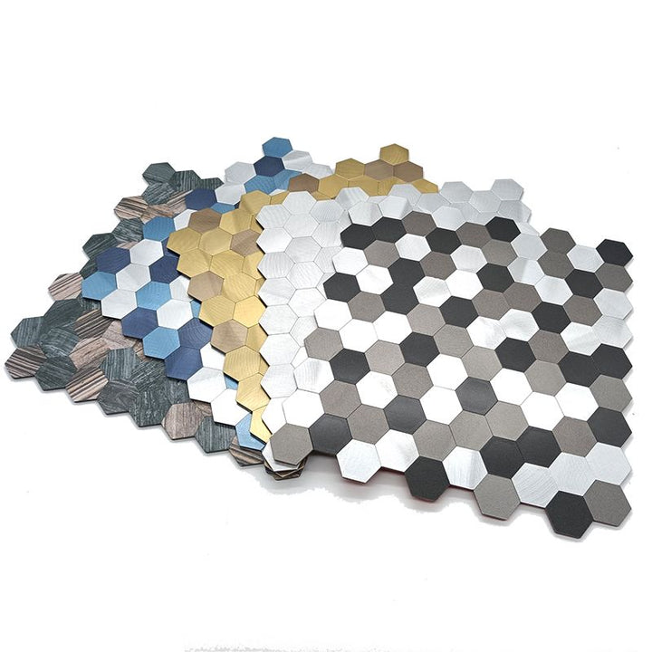 Azura | Modern Tile-Peel & Stick Metal Mosaic Tile Hexagon Peel & Stick Subway Tile