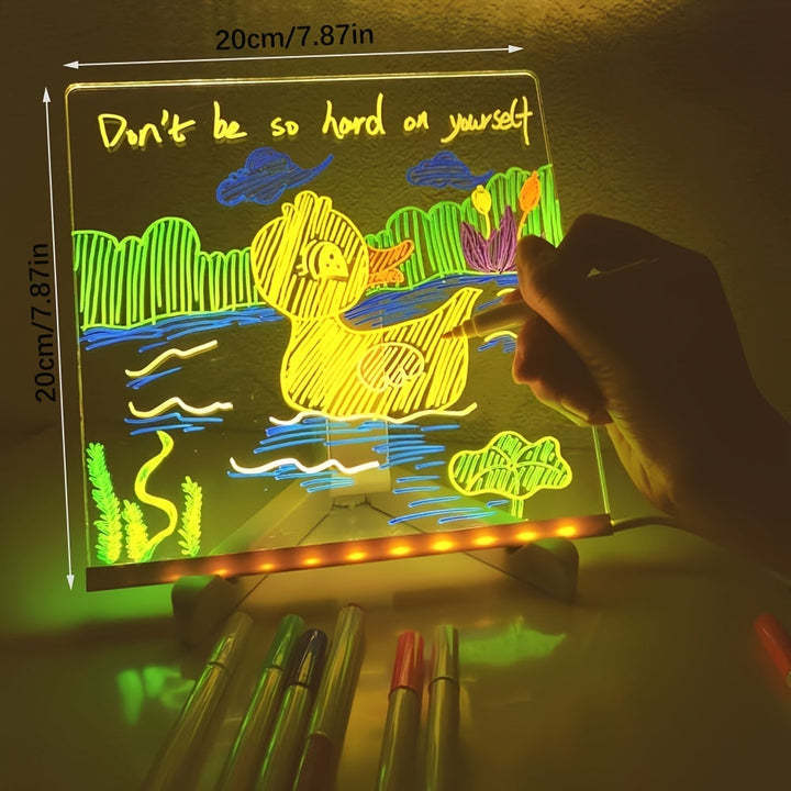 Azura | USB LED Noteboard with 12 Colored Pens - Bright Message Board for Office & Home