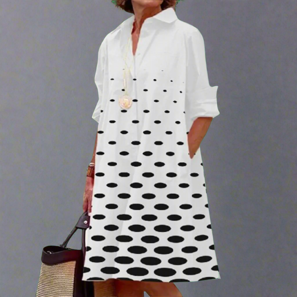 Rhea - Classic Retro Button Down Shirt Dress
