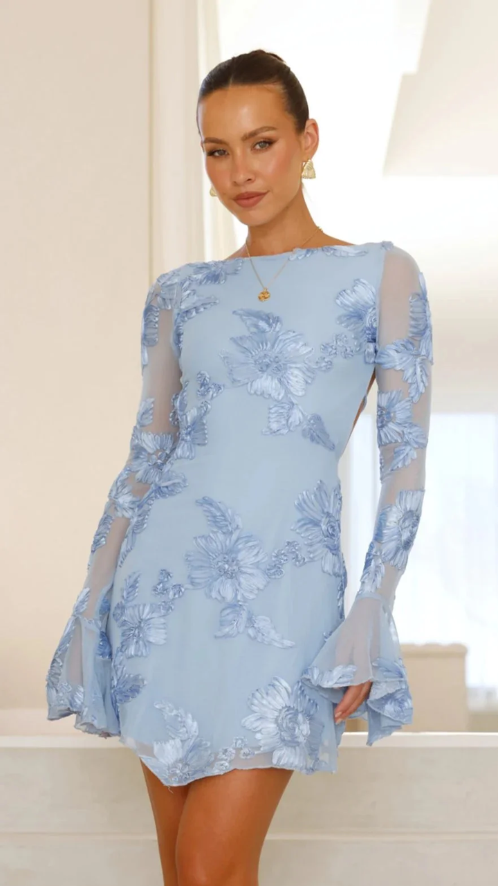 Backless Printed Mini Dress