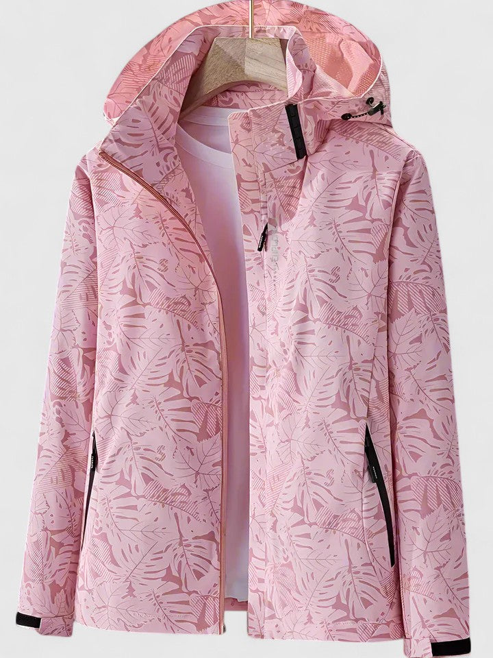 PRIM – MODERN LEAF PRINT HOODED JACKET