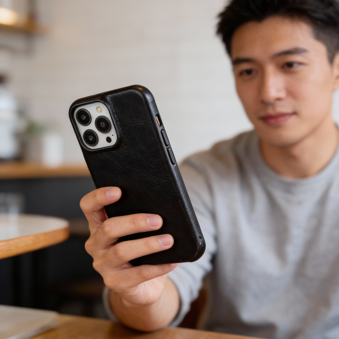 Azura | Oil Wax Genuine Leather Apple iPhone Case