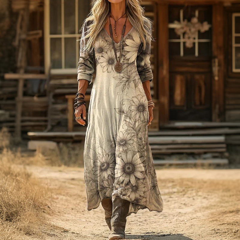Evelyn | Vintage-Inspired Long Sleeve Casual Dress