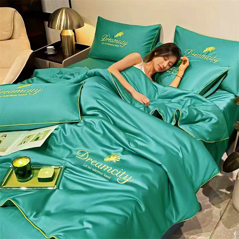 BowLift | Bedding Set Blue Silk Cooling Summer Quilt
