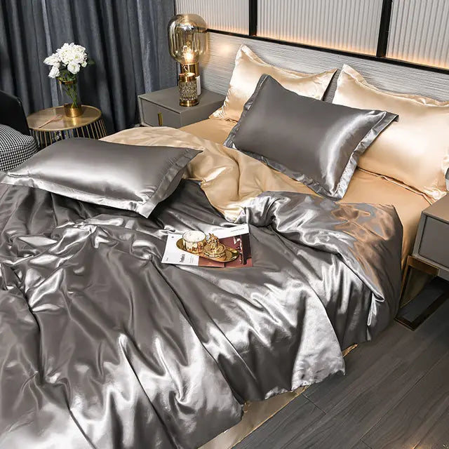 BowLift | Luxury Solid Satin Duvet Cover - SilkSerenity