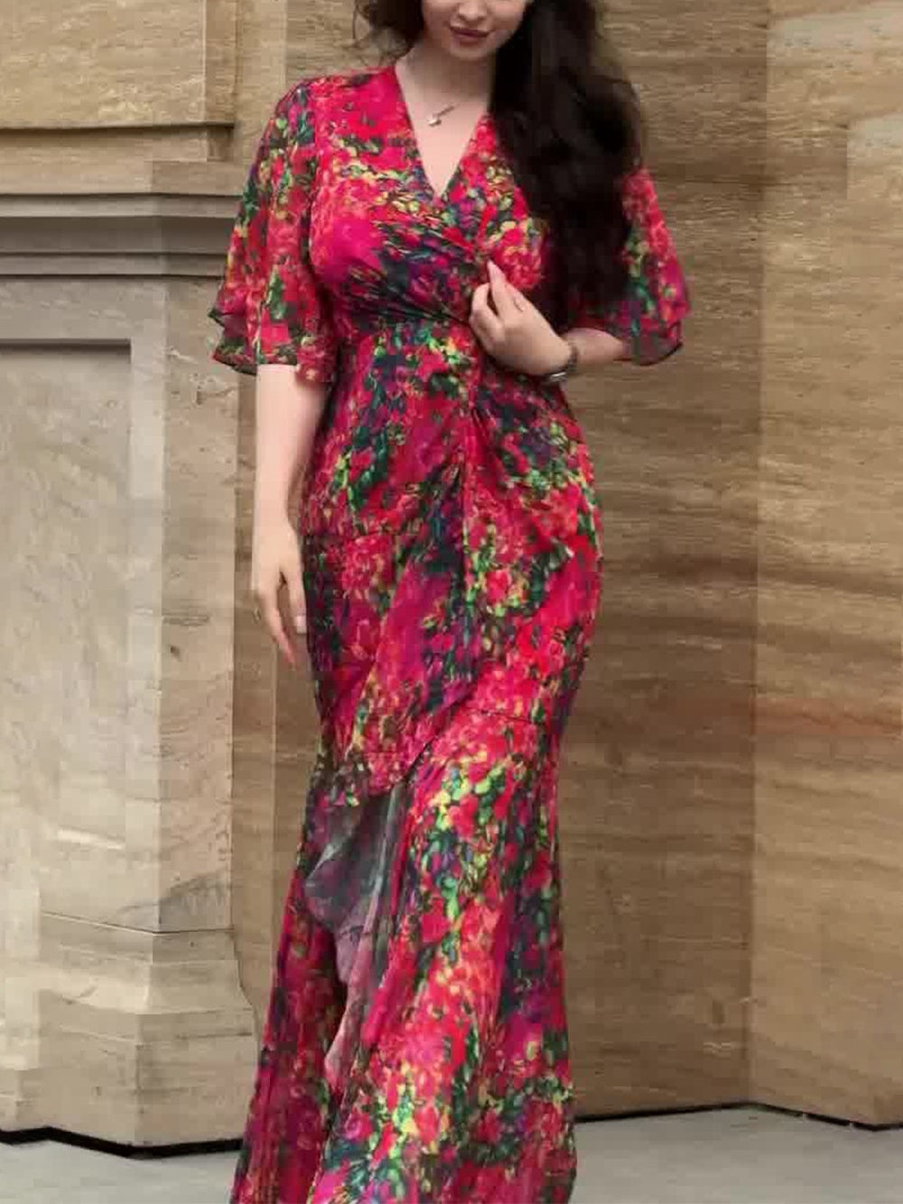 VIVIANA – BLOOMING ELEGANCE WRAP MAXI DRESS