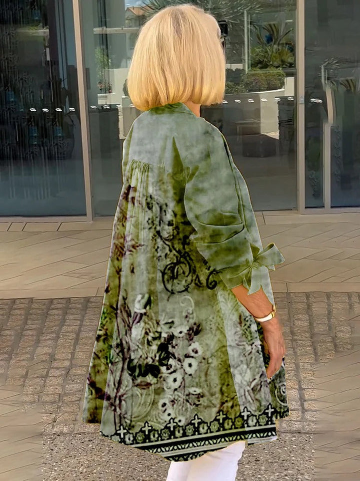 Florabel - Bow Sleeve Printed Cotton Jacket