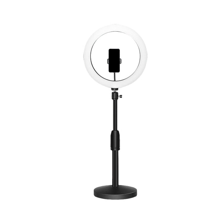 Azura | Minimalistic Circular Make-Up Lamp Metal Mobile Phone Holder USB LED Fill Light in Black