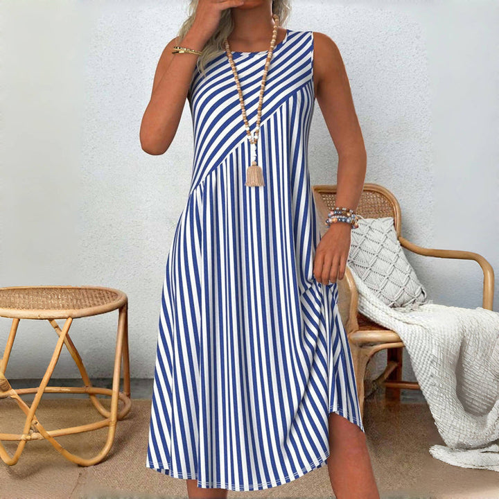 Emeely - Sleeveless casual dress with striped pattern