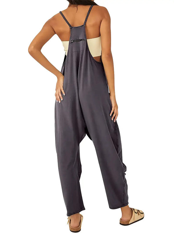 Casual Dungaree Jumpsuit with Large Pockets