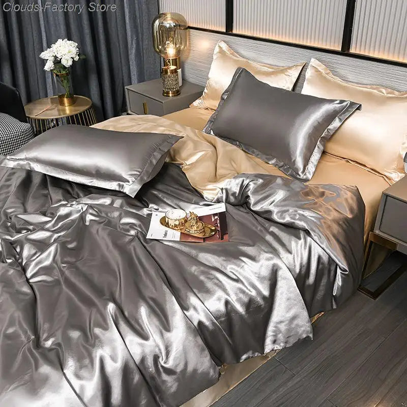 BowLift | Luxury Solid Satin Duvet Cover - SilkSerenity