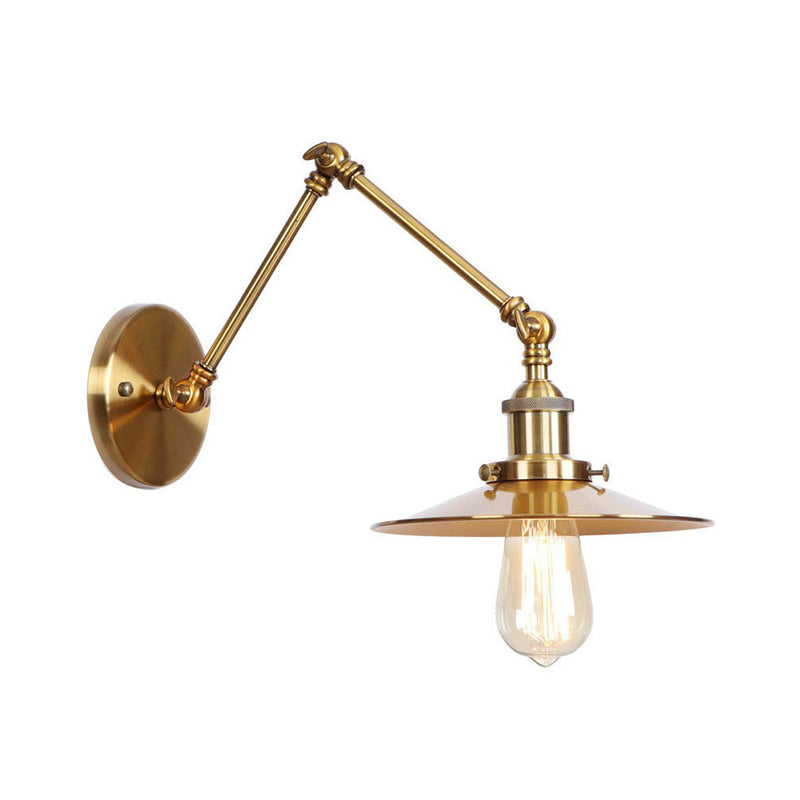 Azura | Iron Brass Wall Lighting Scalloped/Horn/Cone Single 6"/8" Width Antique Wall Lamp with Swing Arm