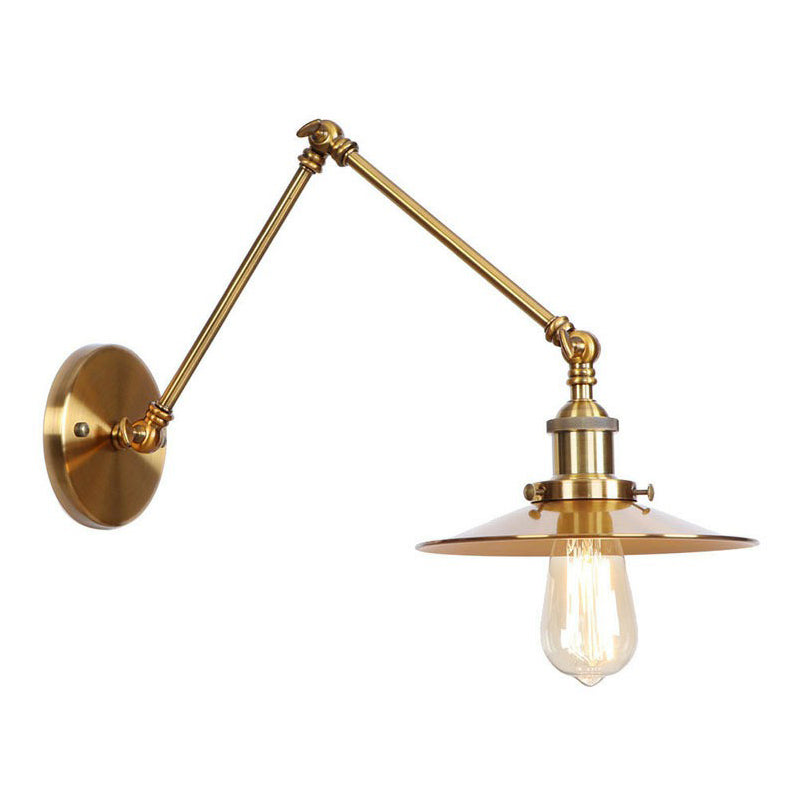 Azura | Iron Brass Wall Lighting Scalloped/Horn/Cone Single 6"/8" Width Antique Wall Lamp with Swing Arm