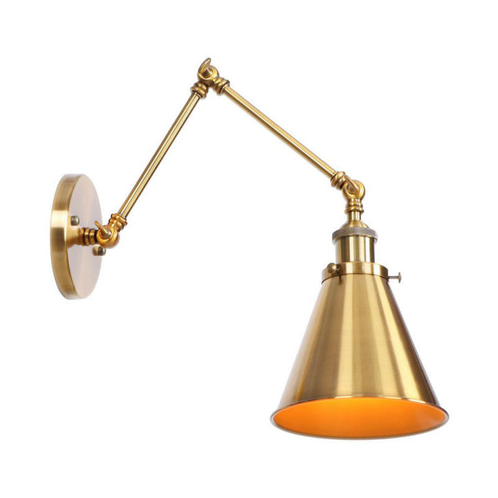 Azura | Iron Brass Wall Lighting Scalloped/Horn/Cone Single 6"/8" Width Antique Wall Lamp with Swing Arm
