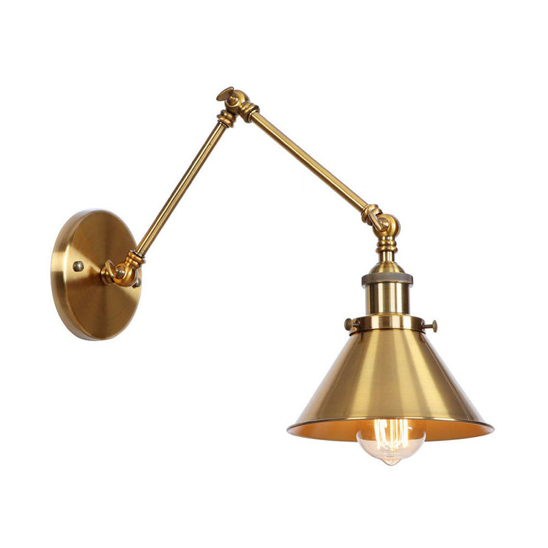 Azura | Iron Brass Wall Lighting Scalloped/Horn/Cone Single 6"/8" Width Antique Wall Lamp with Swing Arm