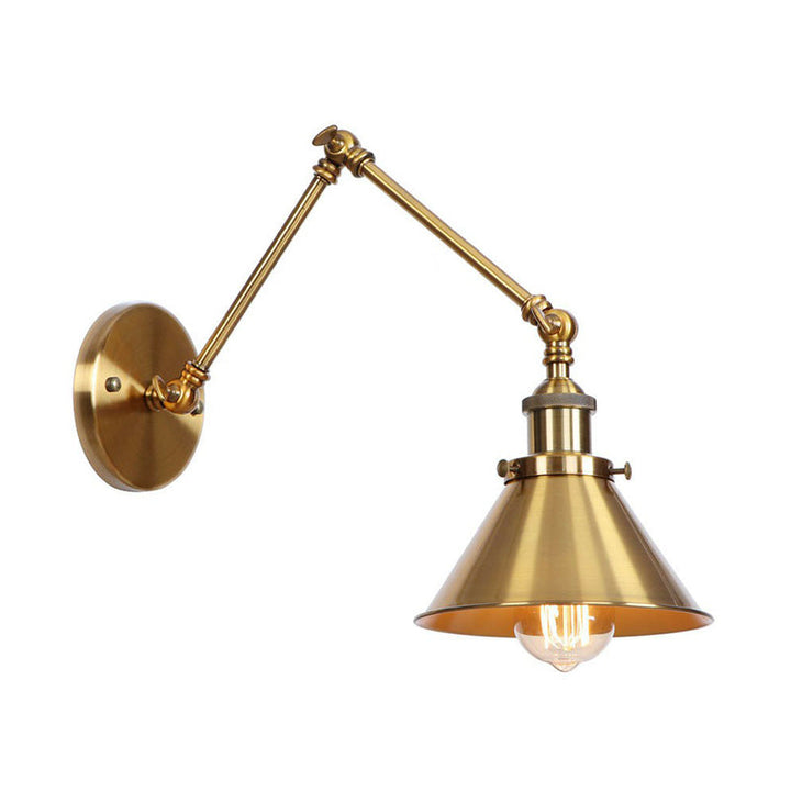 Azura | Iron Brass Wall Lighting Scalloped/Horn/Cone Single 6"/8" Width Antique Wall Lamp with Swing Arm