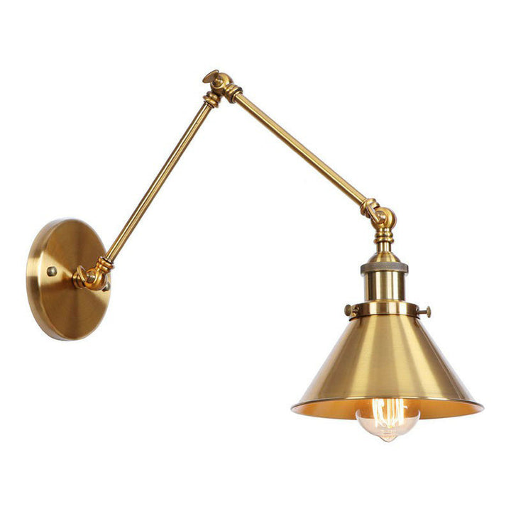 Azura | Iron Brass Wall Lighting Scalloped/Horn/Cone Single 6"/8" Width Antique Wall Lamp with Swing Arm
